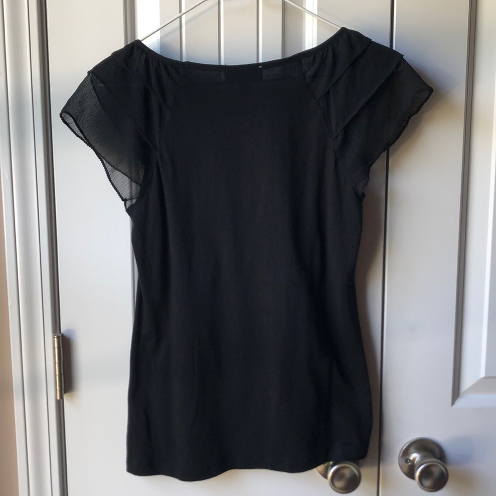 LOFT Sheer Ruffle Sleeve Top - Picture 4 of 4